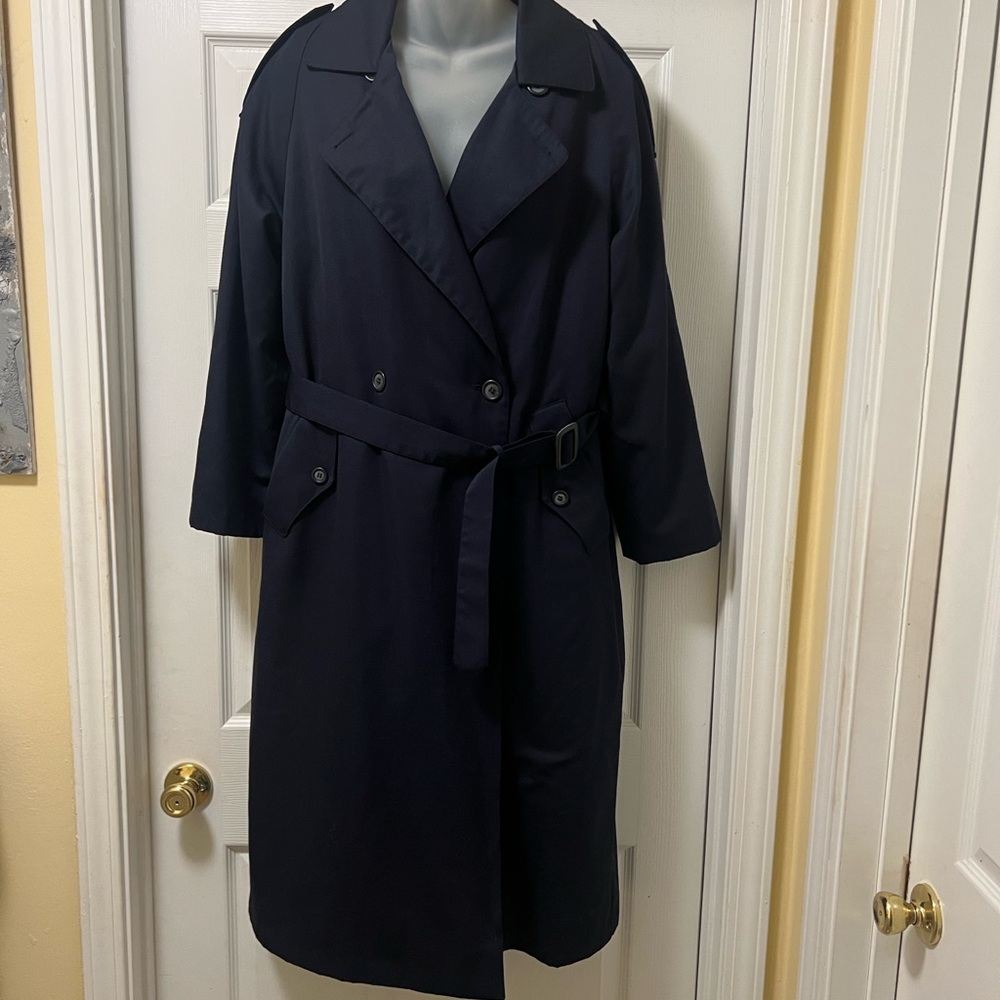 Elegant Midnight Blue Women's Trench Coat